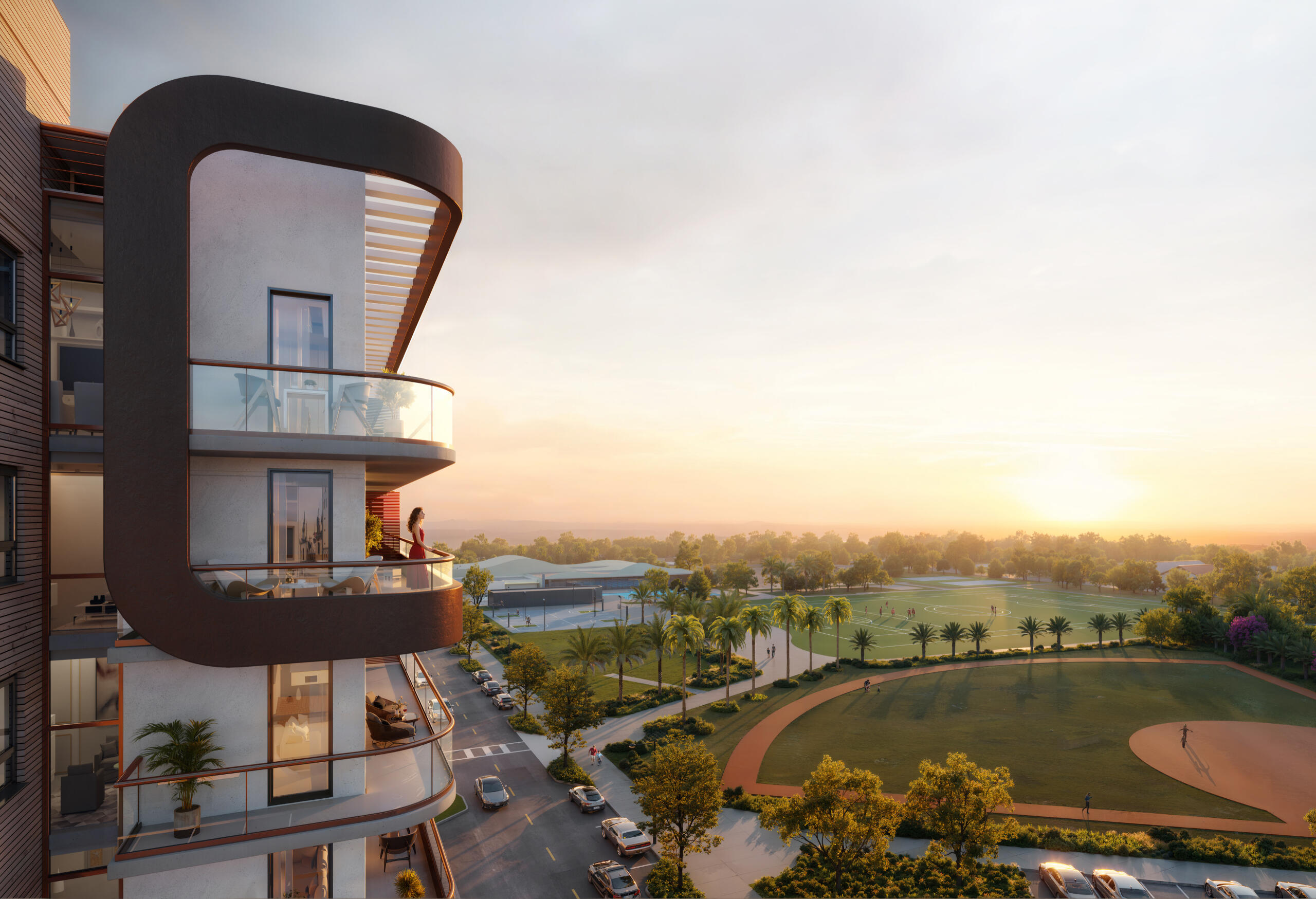 Exterior view of Seven Park Residences in Hallandale-Hollywood, a modern luxury residential building with elegant architectural design.