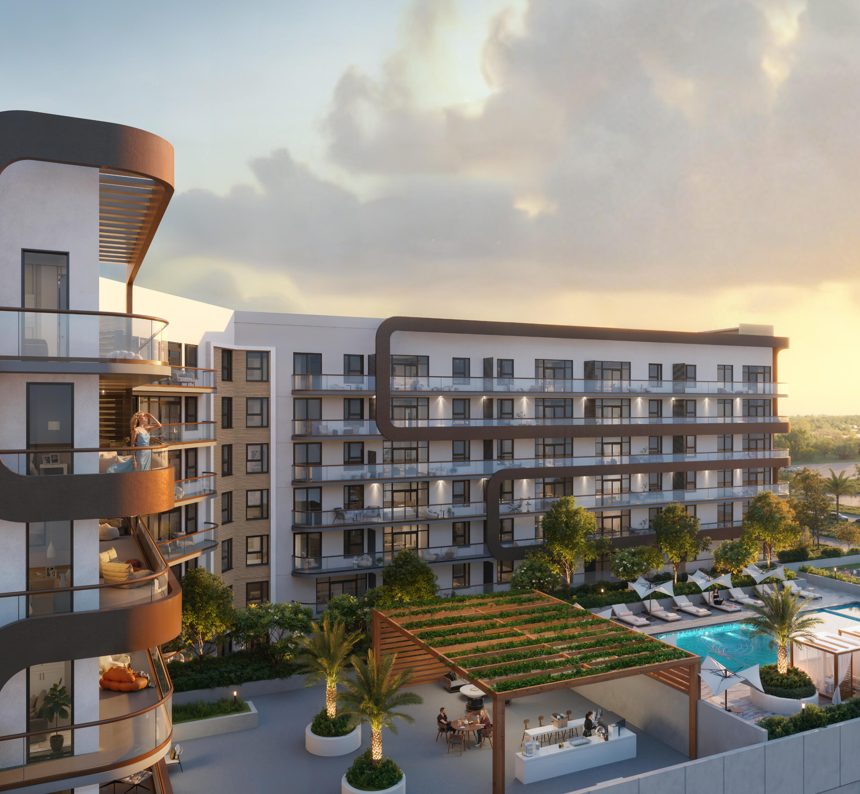 Swimming pool at Seven Park Residences in Hallandale-Hollywood Resort-style pool at Seven Park Residences