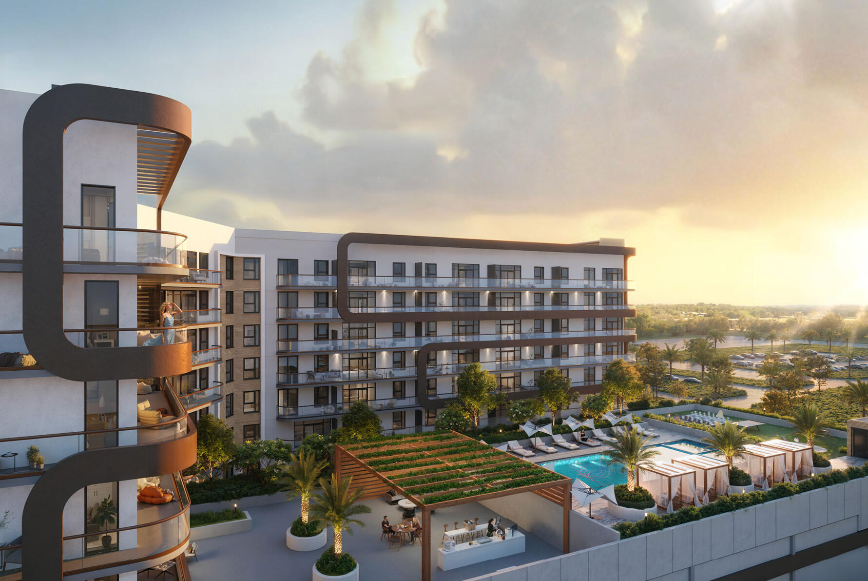 Swimming pool at Seven Park Residences in Hallandale-Hollywood Resort-style pool at Seven Park Residences